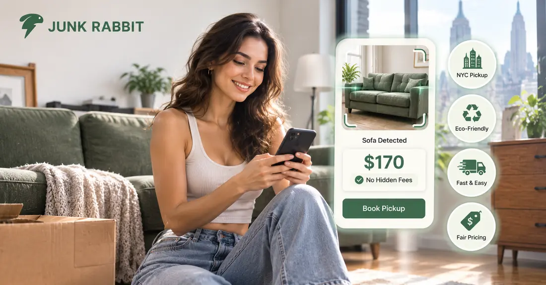Get rid of junk in NYC without overpaying — snap a photo and get an instant flat-rate JunkRabbit quote
