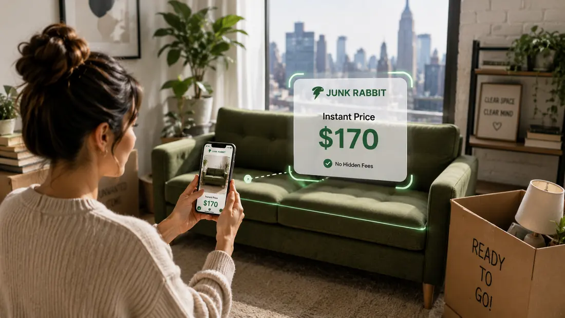 Photo-based junk removal marketplace — snap a photo and get an instant $170 flat-rate JunkRabbit quote